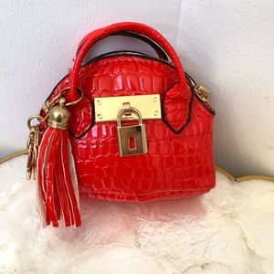 Red Faux Croc Mini Bag Accessory